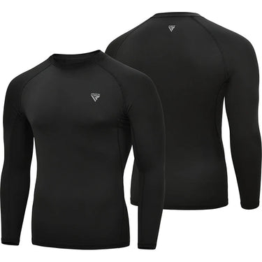 Camiseta de protección contra erupciones negra de manga larga RDX T15